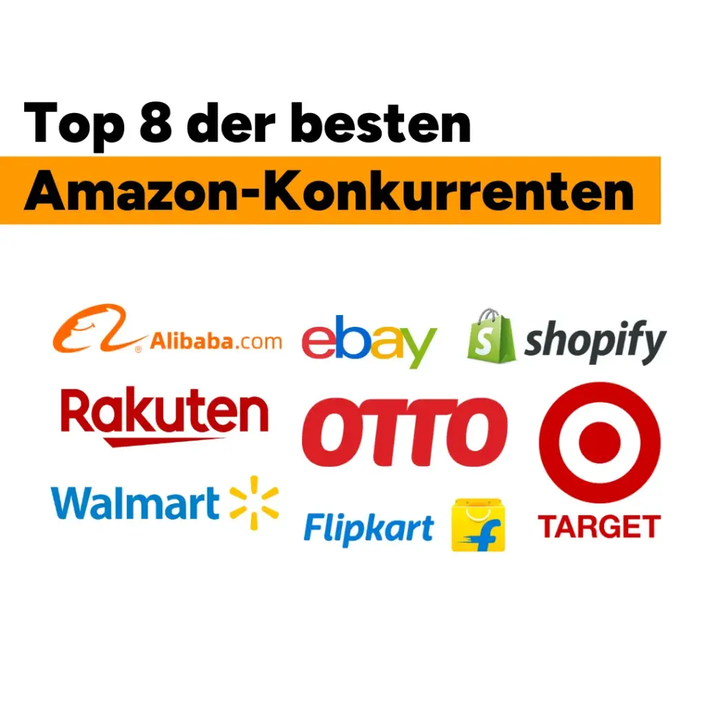 Logos der wichtigsten Konkurrenzunternehmen von Amazon