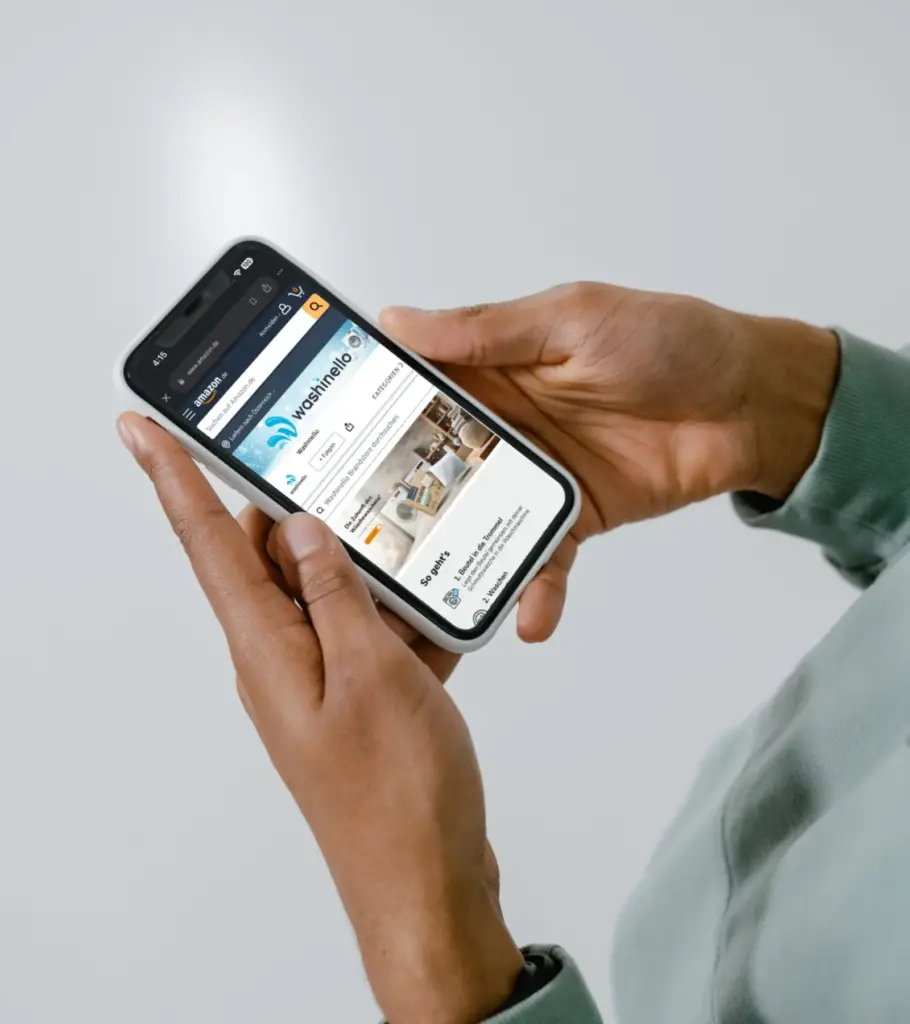 Washinello Amazon Storefront auf mobilem Gerät